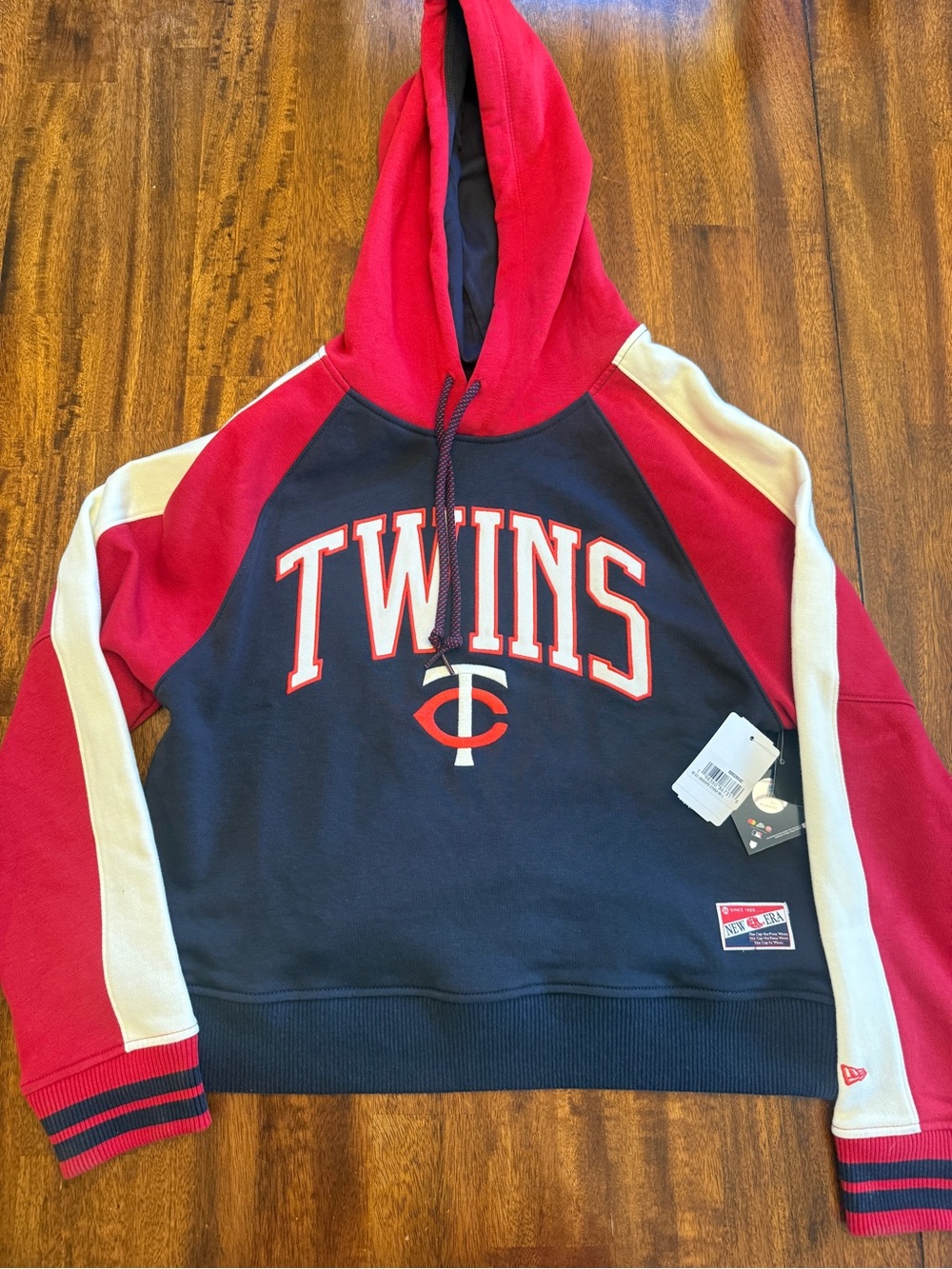 Women MLB Minnesota Twins Navy, Red & White Pullover Hoodie